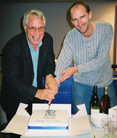 Phil and Keith cutting the cake