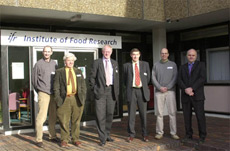 Speakers in front of the Institute of Food Research