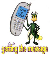 Logo showing insect with mobile phone