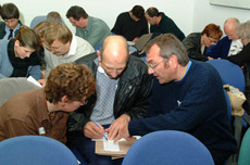 Teachers unravelling DNA  sequence data in the practical session